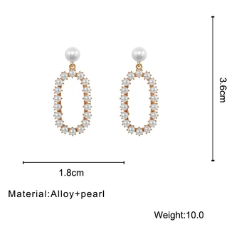 AENSOA Moterų Auskarai Elegantiškas Pearl Drop Auskarai Moterims korėjos bižuterijos 2020 Geometrijos Ovalo formos, Tuščiaviduriai Pareiškimą Auskarai