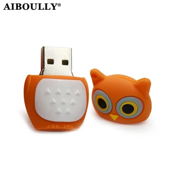AIBOULLY Usb 2.0 Pendrive Personalizado Pelėda USB 64GB 32GB Memory Stick Pen Drive USB Drive 16GB 8GB 4GB U Disko PC
