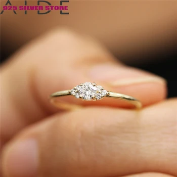 Aide Naujus Žiedus Prabanga Moterų Žiedas Crystal Pasjanso Vestuviniai Žiedai Moterims CZ bižuterijos Ponios Priedai