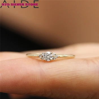 Aide Naujus Žiedus Prabanga Moterų Žiedas Crystal Pasjanso Vestuviniai Žiedai Moterims CZ bižuterijos Ponios Priedai
