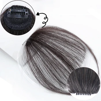 AILIADE Netikrą Bukas oro Kirpčiukai plaukai, Clip-In Išplėtimo Sintetinių Netikrą Pakraštyje Gamtos False hairpiece Moterų Įrašą Kirpčiukai