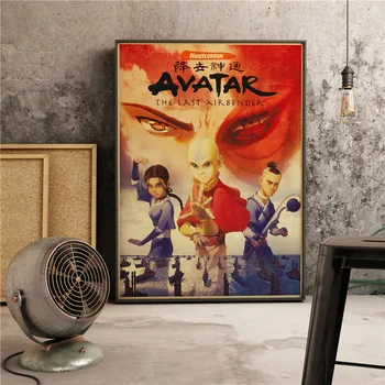 Airbender Avatar Anime Retro Plakato Meno Dekoro ir Namų Dekoro Kambaryje gyvena Animacinių filmų Sienų Dekoras Kokybės Drobė, Tapyba A772
