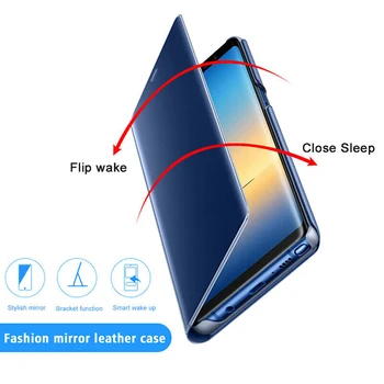 Aišku, vaizdo Veidrodėlis Odos Flip Case for Samsung Galaxy S8 S9 Plus S7 S6 Krašto j3 skyrius J5 J7 Core A3 A5 A7 2017 A6 A8 2018 9 Pastaba Dangtis