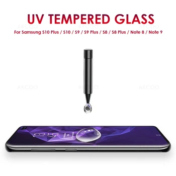 Akcoo UV Klijai Visiškai Grūdintas Stiklas Samsung Galaxy S10 Plius Screen Protector su pirštų Atspaudų Atrakinti S10 5G Stiklo plėvelės