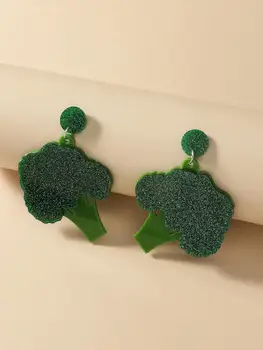 Akrilo Auskarai Moterų Mados Žalia Brokolių Auskarai Juokinga Puikus Modeliavimo Daržovių Kutas Tabaluoti Unikalus Auskarai