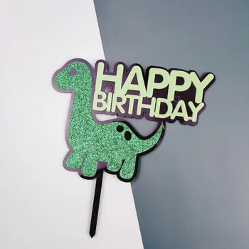 Akrilo Dinozaurų Laimingas Gimtadienio Tortas Topper Kokoso Medžio Gimtadienio Cupcake Rėžtuvės Šaligatvio Vaikams Gimtadienio Tortas, Papuošimai