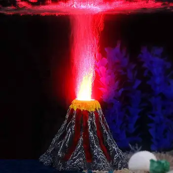 Akvariumas Vulkanas Ornamentu Oro Siurblys su LED Lempa, Oro Akmuo barboterio Žuvų Bakas Papuošalai