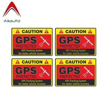 Aliauto 4 X Įspėjimo Automobilių Lipdukas Atsargiai GPS Sekimo Sistema Apsaugota Priedai PVC Lipdukas, Bmw, Opel, Suzuki, 7cm*5cm
