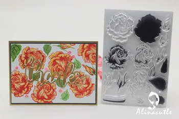 AlinaCraft AIŠKU, ANTSPAUDAI sluoksniuotos rožių žiedų gėlių užrašų knygelė Kortelės albumą popieriaus amatų guminiu voleliu skaidraus silicio antspaudas
