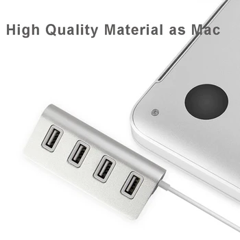Aliuminio USB HUB 4 Port USB 2.0 Hub Su LED High Speed Nešiojamų OTG HUB USB Skirstytuvo Apple Macbook Air Nešiojamas KOMPIUTERIS Tablet