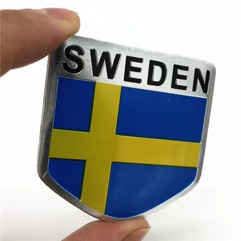 Aliuminio Švedijos Vėliava Automobilio Lipdukas Stilius Emblema Decal Ženklelis SE Automobilių Kėbulo Langą, Duris Volvo V70 XC60 S60 V60 V40 VW Golf
