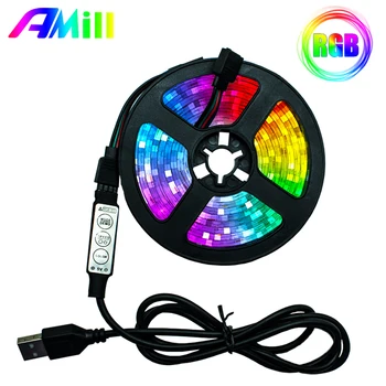 AMill LED Šviesos Juostelės Lanksti Lempa 1M 2M 3M 4M 5M Juosta SMD 2835 DC5V Stalas TV Ekrano Foninio Apšvietimo, USB Laidas 3 Pagrindinių Kontrolės