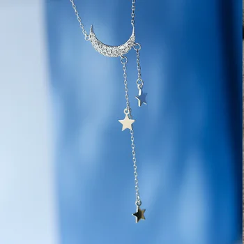 ANENJERY Saldus Sidabro Spalvos Žvaigždė Mėnulis Kutas Karoliai Moterų choker collares Vestuvių Papuošalai S-N453