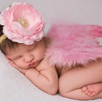 Angelas Sparnų Plunksnų Sparnais Mielas Kūdikis Merginos Gėlių Pearl Lankelis Fotosesiją Plaukų Aksesuarai Naujai Fotografija Rekvizitai