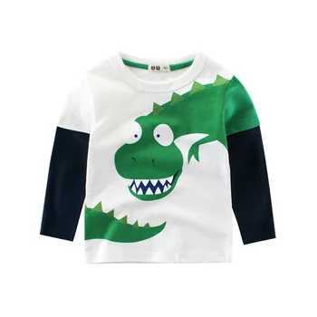 Animacinių filmų Dinozaurų Vaikų Long Sleeve T-shirts 2019 m. Rudenį Medvilnės Mergaičių ir Berniukų Viršūnes Tees Vaikams Laisvalaikio Marškinėliai Berniukams