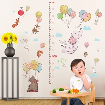 Animacinių Filmų Gyvūnų Ballon Vaikų, Miegamojo, Vaikų Darželio Sienos Lipdukas Vaikai Aukštis Diagramos Sienos Lipdukai Lipdukas Namų Apdaila, Sienų Lipdukai