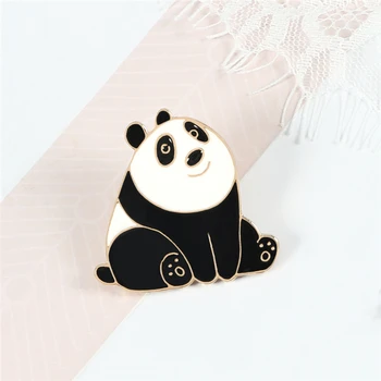 Animacinių filmų Gyvūnų Emalio Smeigtukai Mielas Happy Panda Sagės Kūrybos Juokingas Mielas Metalo Papuošalai Dovana Vaikams Marškinėliai Maišelį Atvartas Ženklelis