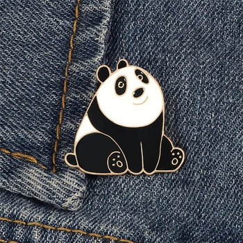Animacinių filmų Gyvūnų Emalio Smeigtukai Mielas Happy Panda Sagės Kūrybos Juokingas Mielas Metalo Papuošalai Dovana Vaikams Marškinėliai Maišelį Atvartas Ženklelis