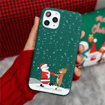 Animacinių filmų Kalėdų Elnias Telefono dėklas Skirtas iPhone SE 2020 SE2 2 8 7 6 S Plius XR X 11 Pro XS Max 5S 11Pro Atveju Silikono Padengti Coque Elk
