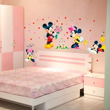 Animacinių filmų Mickey Minnie Mouse kūdikių namų lipdukai, sienų lipdukai, vaikų kambario, kūdikių miegamojo sienos meno darželio pramogų parkas, 