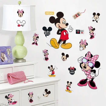 Animacinių filmų Mickey Minnie Mouse kūdikių namų lipdukai, sienų lipdukai, vaikų kambario, kūdikių miegamojo sienos meno darželio pramogų parkas, 