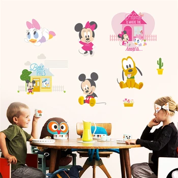Animacinių filmų mickey minnie mouse plutonas antis sienų lipdukai vaikams kambariai namų dekoro 