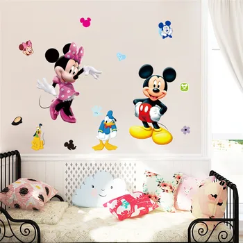 Animacinių filmų Mickey Minnie Sienų Lipdukai Vaikų Kambario, Miegamojo Sienų Apdailai Filmų Plakatų Durų Lipdukas Dovanos vaikams