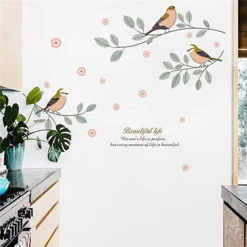 Animacinių filmų paukščių medžio šaką sienos lipdukai gyvenimo kambario, miegamasis namų dekoro pvc sienų lipdukai 
