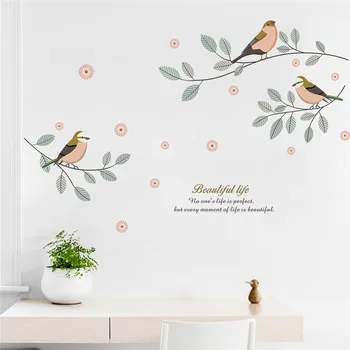 Animacinių filmų paukščių medžio šaką sienos lipdukai gyvenimo kambario, miegamasis namų dekoro pvc sienų lipdukai 