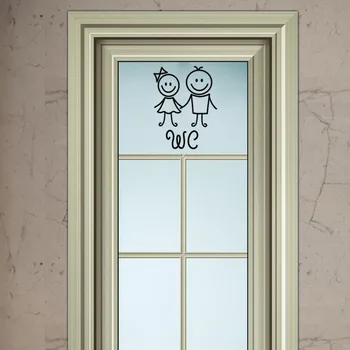 Animacinių filmų vyrų ir moterų WC sienos lipdukas vonios apdaila vinilo namų lipdukai vandeniui plakatas durų lipdukai Tualeto ženklas