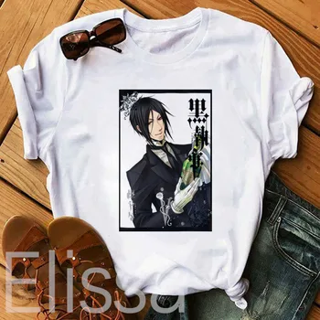 Anime Black Butler Marškinėliai Vasaros Sebastian Cosplay Trumpas Rankovėmis Tee Viršūnes Moterų Anime T-Shirts korėjos pop Streetwear mergina Marškinėlius