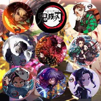 Anime Demon Slayer Ženklelis Pin Kimetsu Nr. Yaiba Kamado Tanjirou Cosplay Ženklelį už Kuprinės, Maišeliai, Dekoro Emblemos Mygtuką Sagės Smeigtukai
