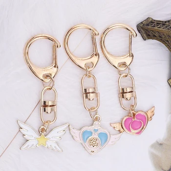 Anime Ir Animacinių Filmų Katės Pelės Keychains Sailor Moon Star Lazdelė Širdies Angelas Sparnų Karolius, Raktų Žiedas Merginų, Moterų Gražių Papuošalų 2019