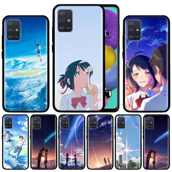 Anime Jūsų Vardas Kimi no Na wa Atveju, Samsung Galaxy A51 A71 A01 A81 A91 A50 A70 A70s M31 Juodas Silikoninis Telefono Dangtelį Fundas