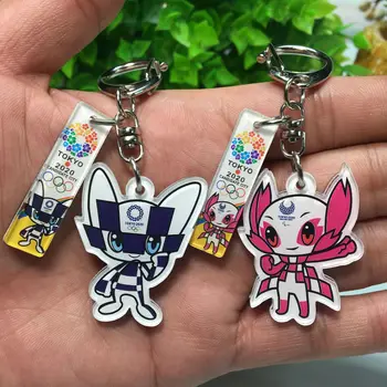 Anime Keychain 2020 Japonijos Tokijo Olimpiados Suvenyrų Mėlyna Miraitowa / Raudona Someity Akrilo Keychain Maišelį Pakabukas Didmeninės