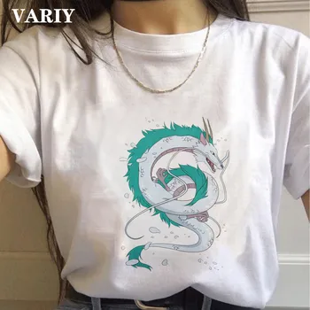 Anime marškinėlius moterims Spirited Away vasaros derliaus dragon moterų femme t-shirts Harajuku koszulki negabaritinių grafinis tees moterims