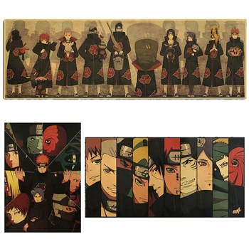 Anime Naruto Akatsuki Simbolių Derliaus Plakatas Kambario Dekoro Lipdukai, Plakatai, Sienų Dekoras Sienos Meno Kraftpopieris Sienų Lipdukai