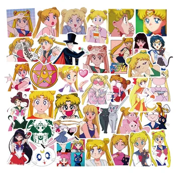 Anime Sailor Moon Išskirtinį Animacinių filmų Mergina Lipdukas Nešiojamas užrašų knygelė Lagaminą Dviračių Žaislas Vaikams, Lipdukai, Lipdukų 50PCS