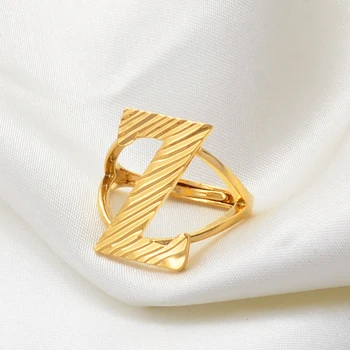Anniyo A-Z Raidės Žiedas Moterims Mergina Aukso Spalvos Afrikos Pradinio Žiedų Keičiamo Dydžio Anglų Papuošalai Abėcėlė Piršto Žiedą Arabų #241206