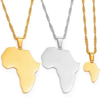 Anniyo Afrikos Žemėlapis Karoliai Pakabukas Rose Gold/Aukso Spalvos Papuošalų Prekės Ženklo Mados Juvelyriniai Dirbiniai Nerūdijančio Plieno Afrikos Dovanos #058821