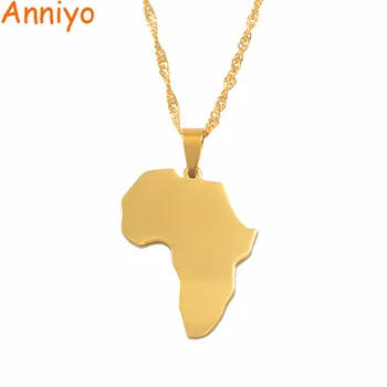 Anniyo Afrikos Žemėlapis Karoliai Pakabukas Rose Gold/Aukso Spalvos Papuošalų Prekės Ženklo Mados Juvelyriniai Dirbiniai Nerūdijančio Plieno Afrikos Dovanos #058821