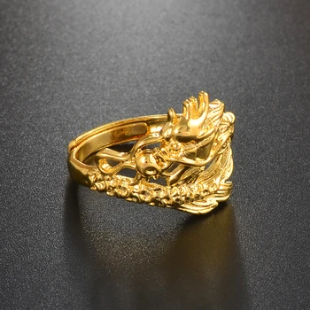 Anniyo keičiamo dydžio Drakonai Žiedas, skirtas Moterims, Vyrams, Aukso Spalvos Dragon Žiedai, Papuošalai Su Nemokama Dydžio Žiedai #000736