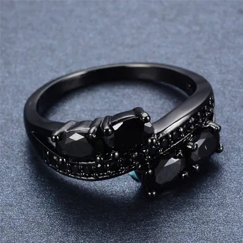 Antikvariniai Juodos Spalvos, Ovalo Formos Akmens Žiedas Vintage Mados Juodojo Aukso Cirkonis Vestuvės Žiedai Moterų Dalyvavimo Žada Vestuvių Papuošalai