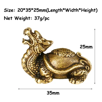 Antikvariniai Vario Kietas Ilgaamžiškumas Dragon Vėžlys Miniatiūrinės Figūrėlės Stalo Ornamentas Derliaus Žalvario Gyvūnų Skulptūros, Amatų Namų Dekoro