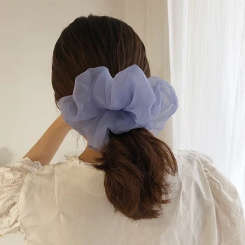 AOMU 2020 Korėja Didelis Dydis Organza Plaukų Scrunchies Moterų Elastingas Plaukų Juostos Mergaitėms, galvos Apdangalai, plaukai surišti į uodegą Turėtojas Plaukų Aksesuarai
