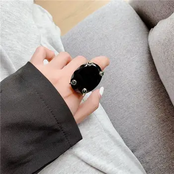 AOMU Naujas Mados Dviejų atspalvių Veidrodžio Stiklo Žiedas Moterų Nišą Dizaino nupjauto Paviršiaus Ovalo Formos Žiedas Ins Apdailos rodomojo Piršto Žiedą