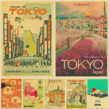 Aplankyti Japonijos Tokijo Kelionės Plakatų Meno Paveikslų, Senovinių Sienos Nuotraukas Kraft Popierius Spausdinimo Sienų Lipdukai Namų Kambario Dekoracija Dovanos