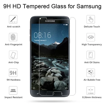 Apsaugos Screen Protector for Samsung J7 2016 J710 J510 j3 skyrius J5 Telefono Filmas HD Grūdintas Stiklas Galaxy A5 2016 A7 A3 A510 A710