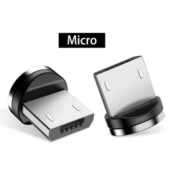 Apvalus Magnetinis Kabelio kištuko Tipas C Micro USB C 8 pin Kištukai Greito Įkrovimo Adapterio Microusb Tipo C Magnetas Įkroviklio Kištuką