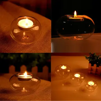 Apvalūs Tuščiaviduriai Stiklo, Žvakių Laikikliai Žvakidė Valgomasis Namų Dekoro Vestuvių Reikmenys